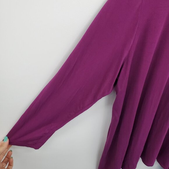 Catherines AnyWear Womens 2X Tunic Top Scoop Neck Long Sleeve Studded Purple - Picture 9 of 16